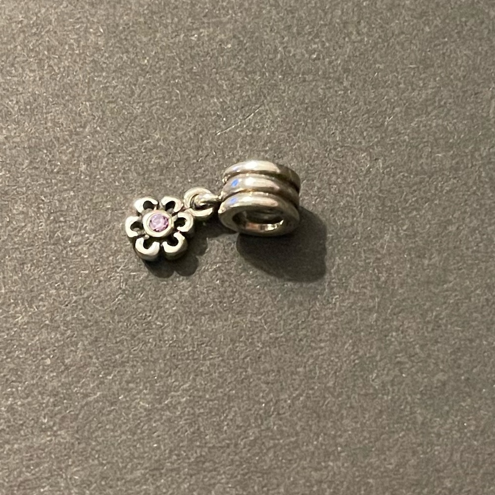 Pandora RARE retired amethyst daisy dangle charm. Sterling silver. - Picture 2 of 2